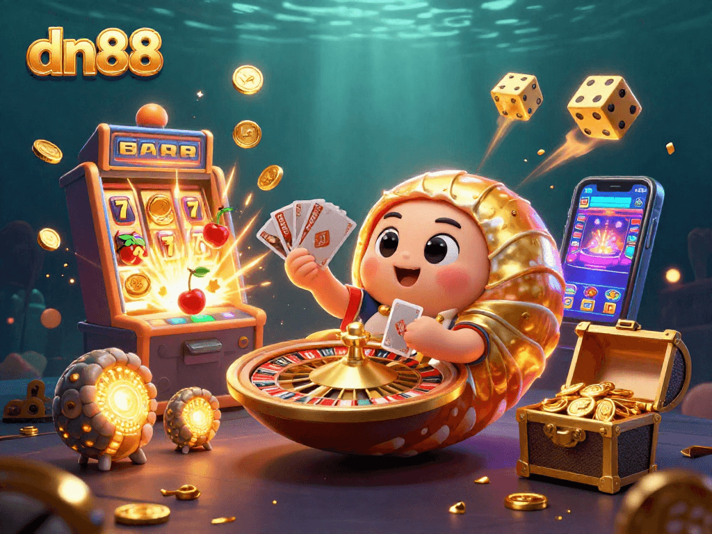 Play with dn88's giant nautilus and glowing ammonites in an exciting casino adventure.