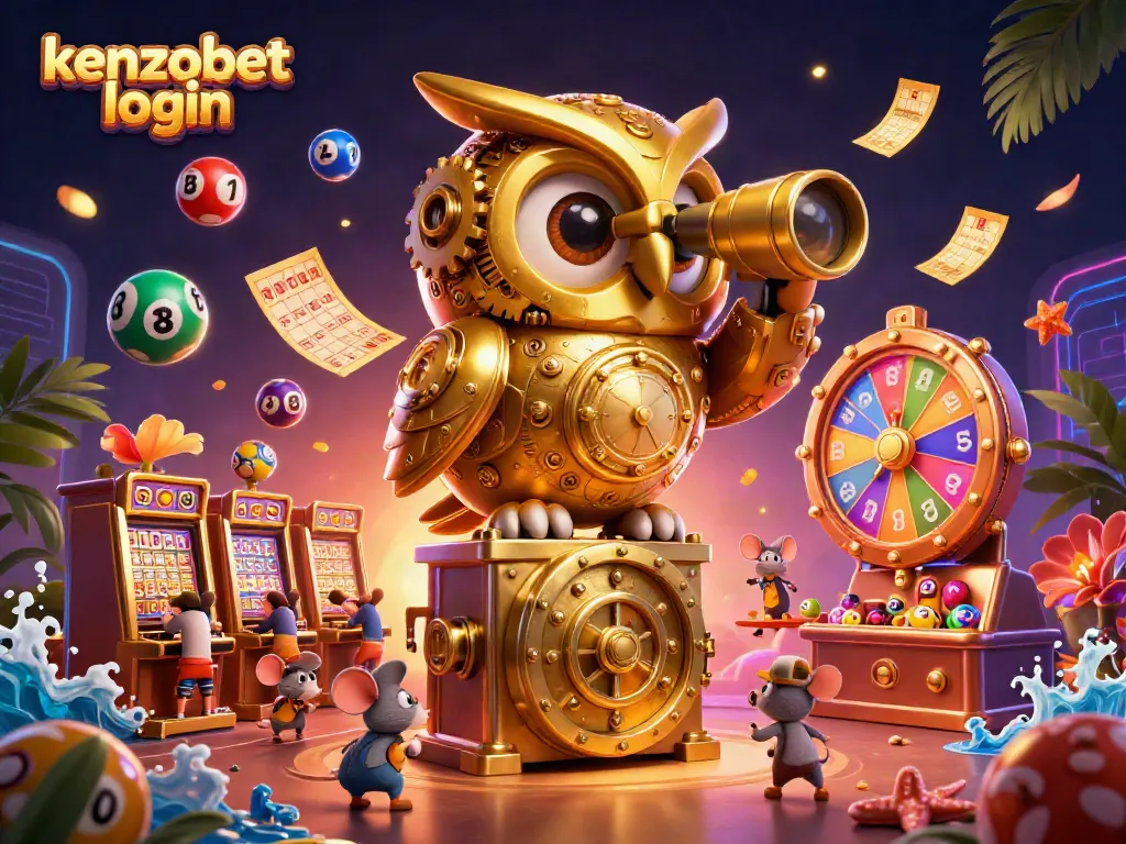 Experience the thrill of kenzobet login with vibrant casino elements in this dynamic illustration.