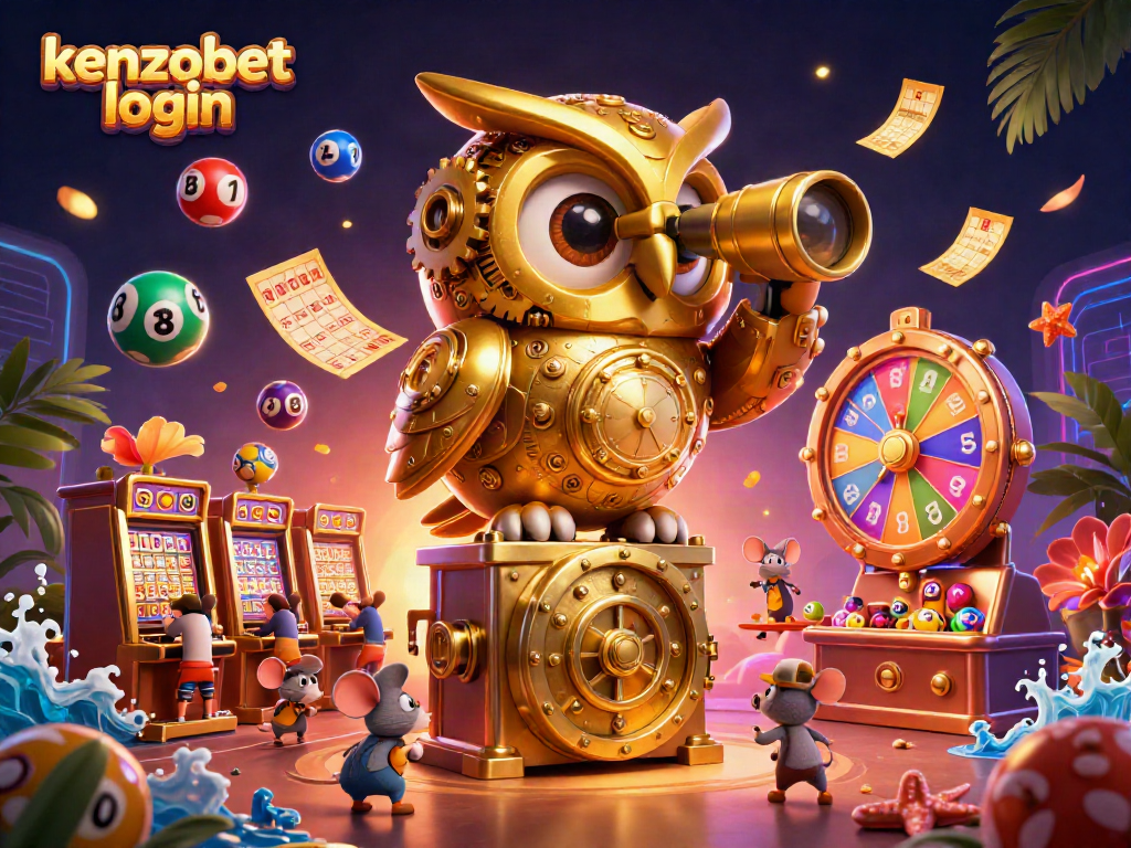 Experience the thrill of kenzobet login with vibrant casino elements in this dynamic illustration.
