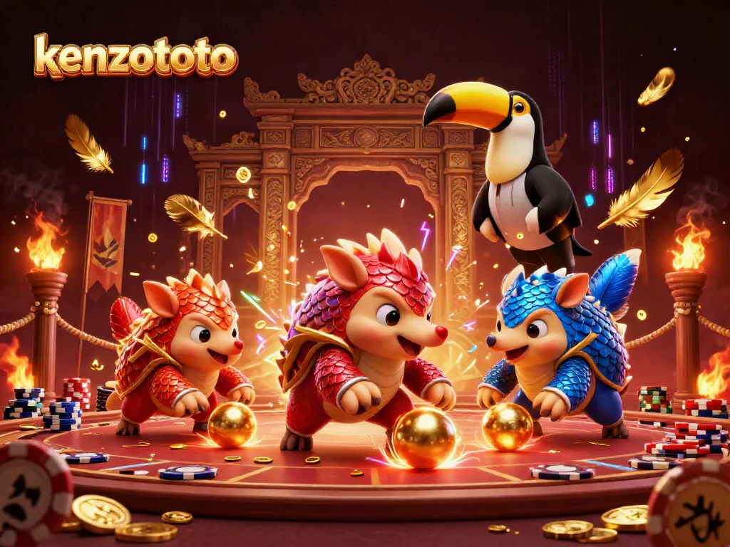 Experience engaging gameplay with kenzototo's dynamic arcade rivalry between colorful pangolins.