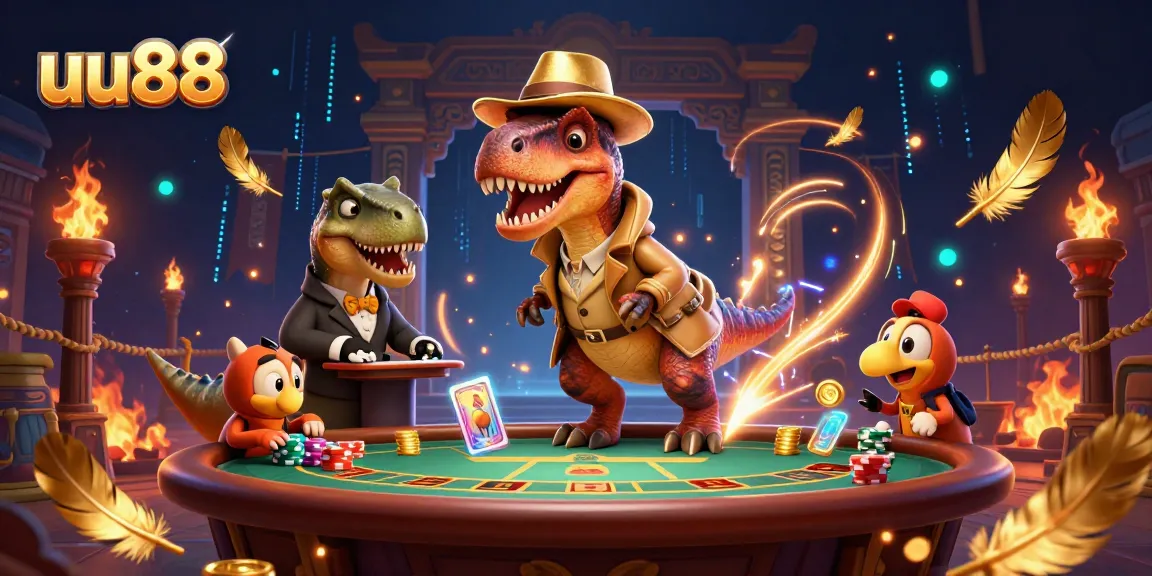 Experience thrilling blackjack action with uu88 featuring a veloci-raptor card counter and casino intrigue