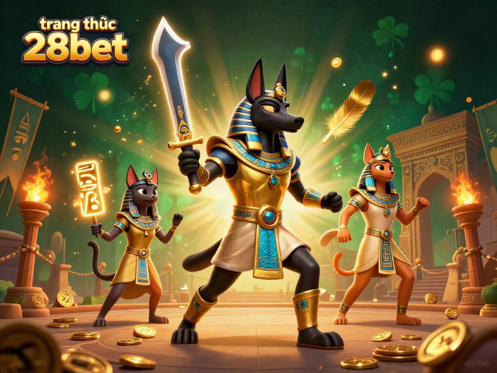 Experience the vibrant world of trang chủ 28bet, with Anubis and Bastet in a dynamic casino atmosphere.