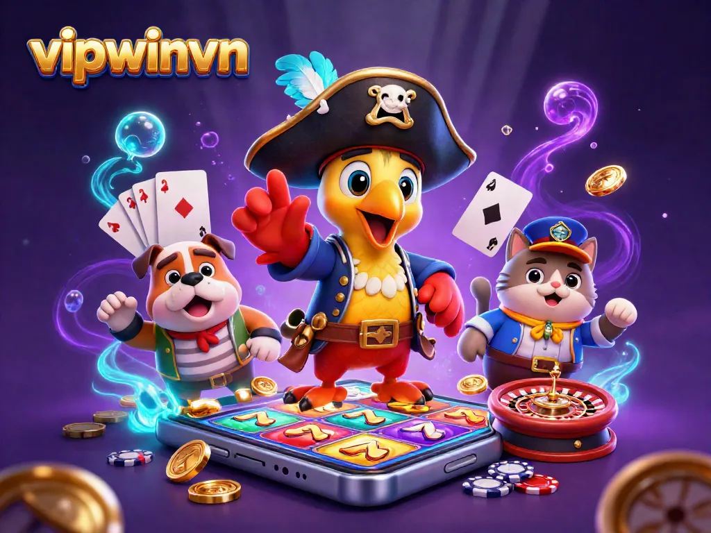 Experience thrilling gaming adventures with vipwinvn's dynamic casino illustration.