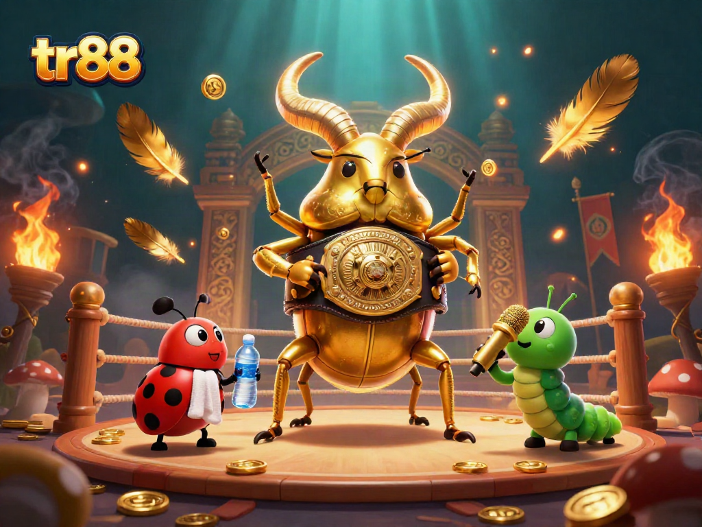 Experience thrilling betting action with tr88 in a vibrant, illustrated boxing arena featuring unique characters.