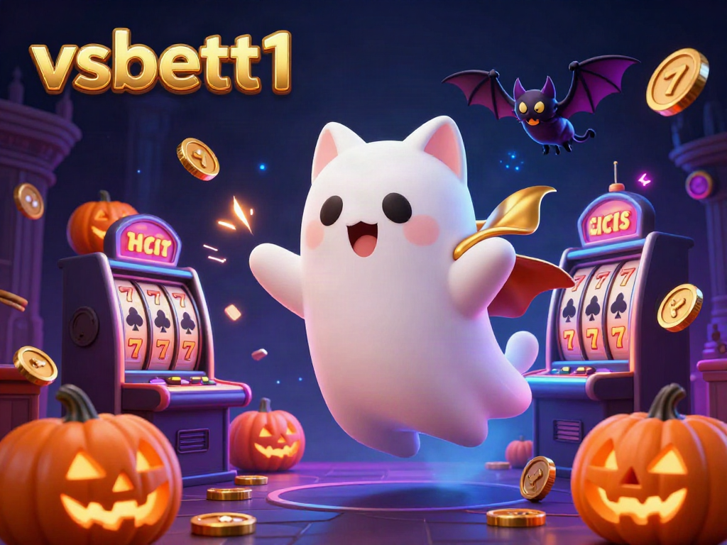 Experience thrilling casino adventures with vsbett1 featuring a ghost cat and vampire bat in a haunted casino.