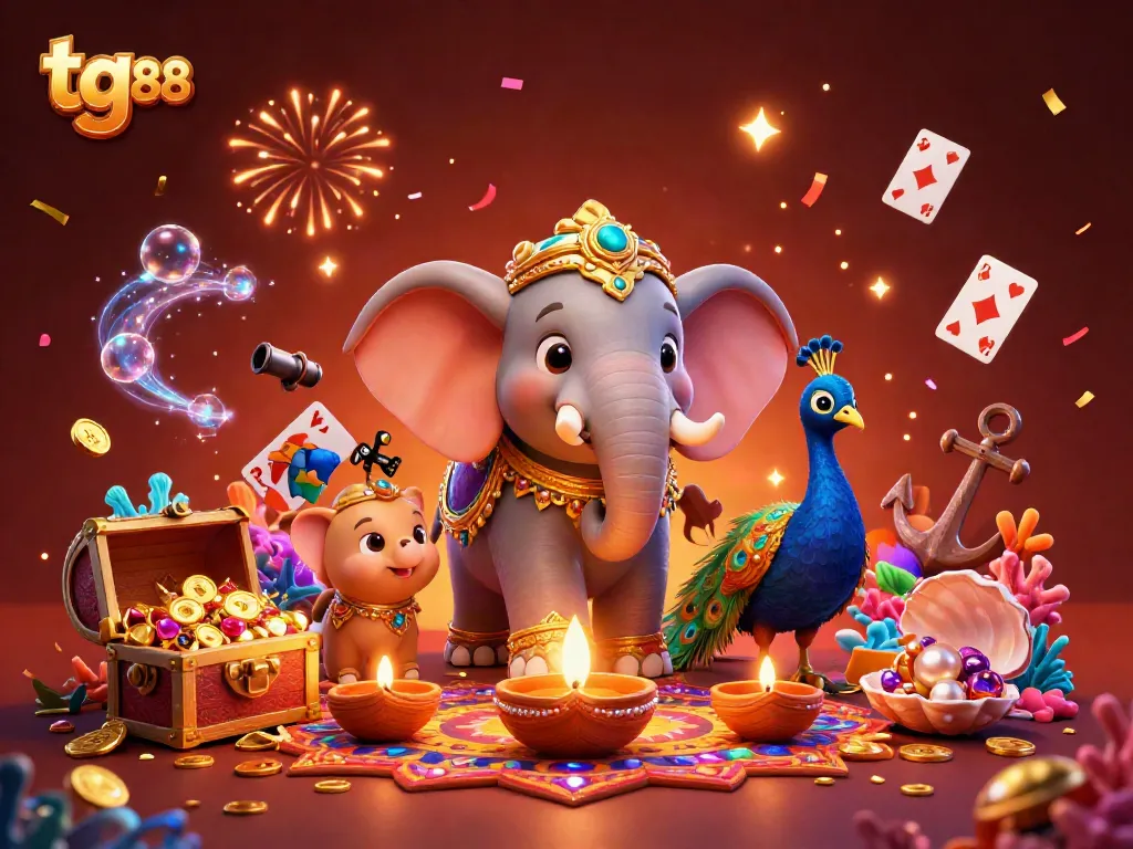 Experience excitement in tg 88 with vibrant 3D characters and casino elements exploding with action.
