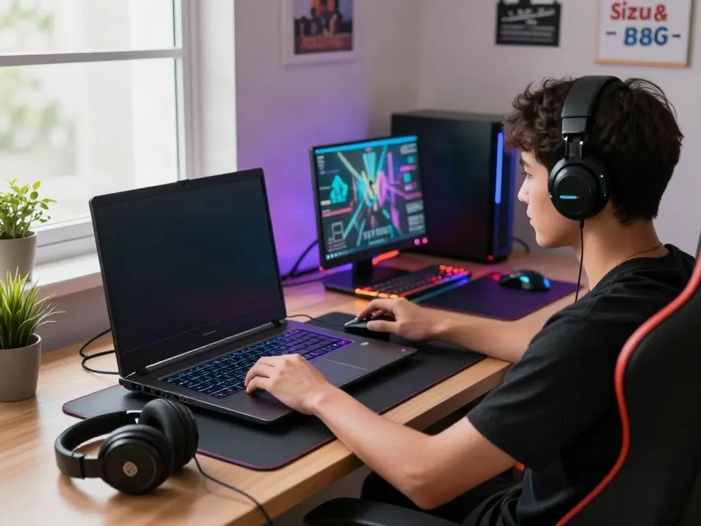Engaging slot88 gaming experience with a player at a vibrant setup.