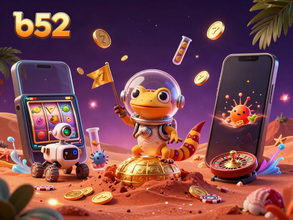 Experience the thrilling discovery of a golden casino by a Martian gecko in a b52 adventure.