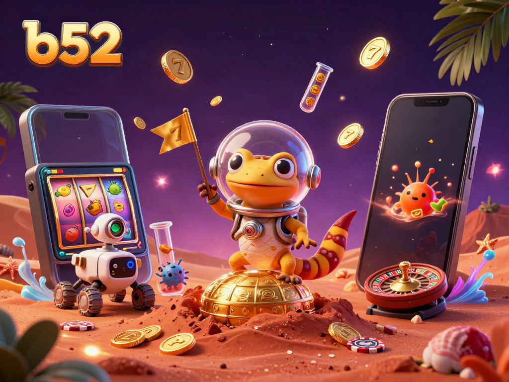 Experience the thrilling discovery of a golden casino by a Martian gecko in a b52 adventure.