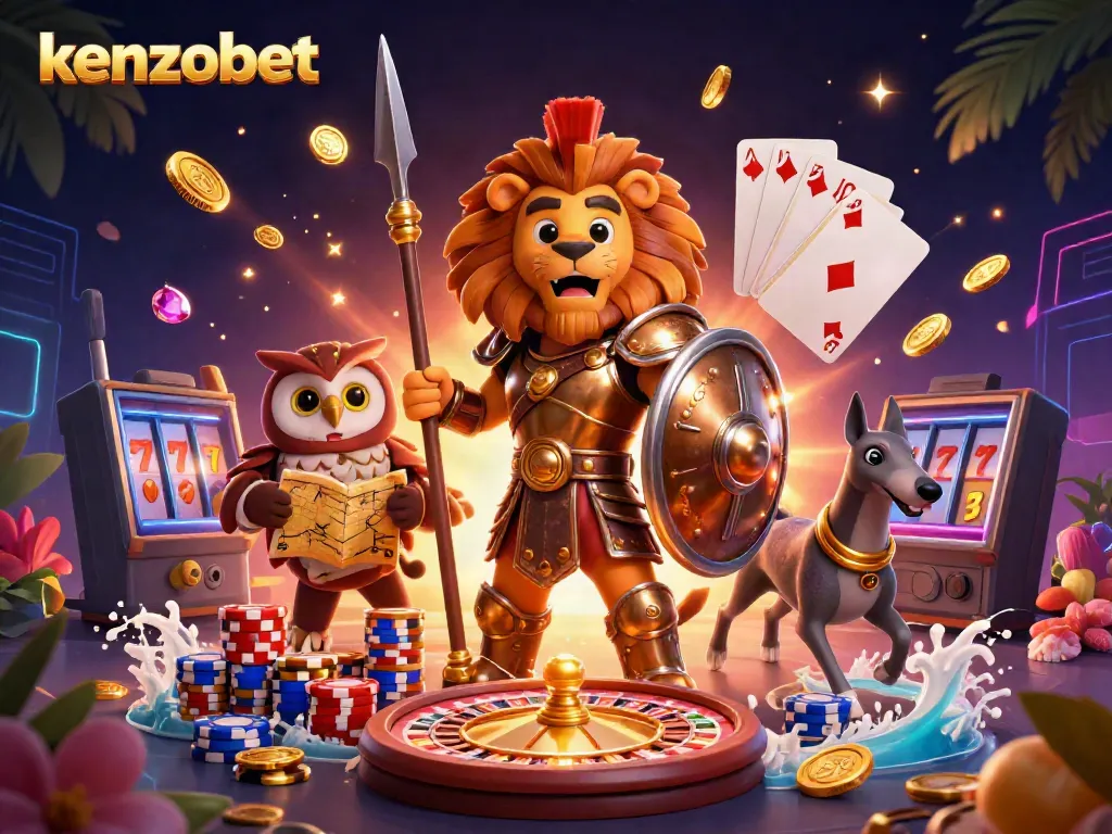 Engage with kenzobet's thrilling gaming experience featuring dynamic characters and vibrant casino elements.