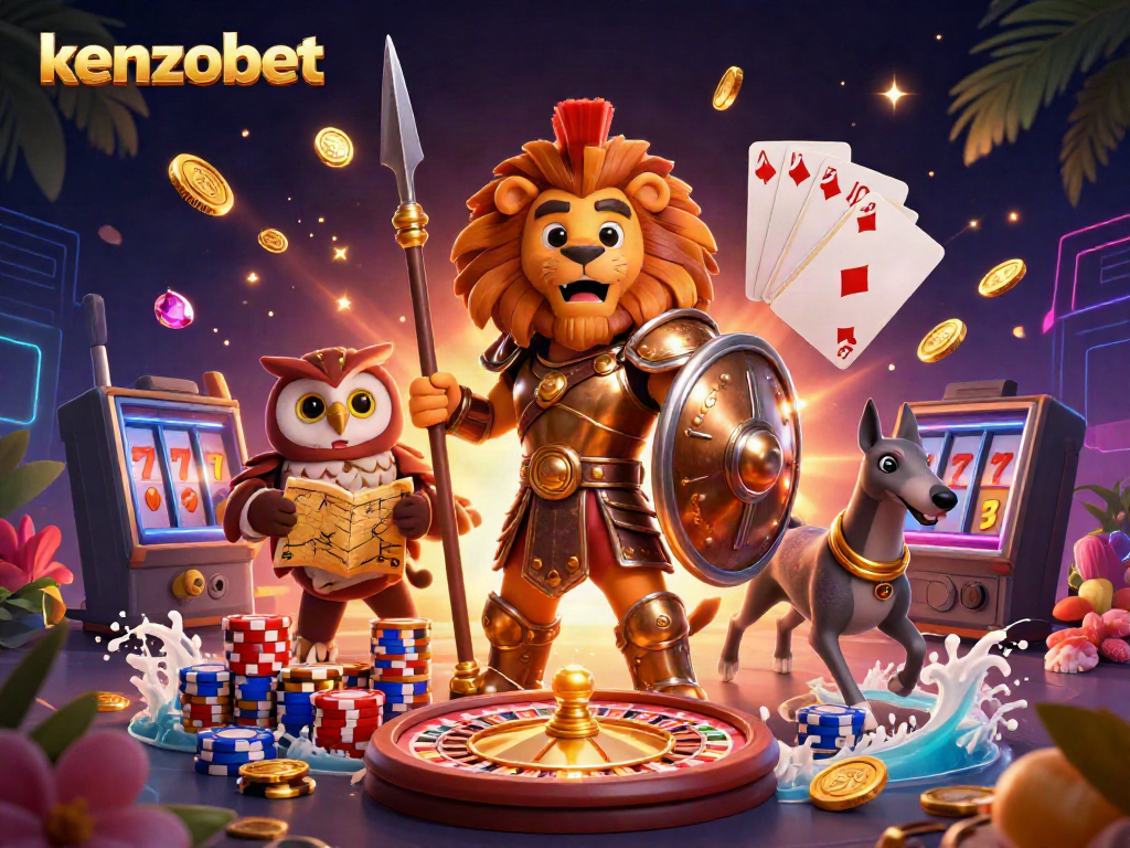 Engage with kenzobet's thrilling gaming experience featuring dynamic characters and vibrant casino elements.