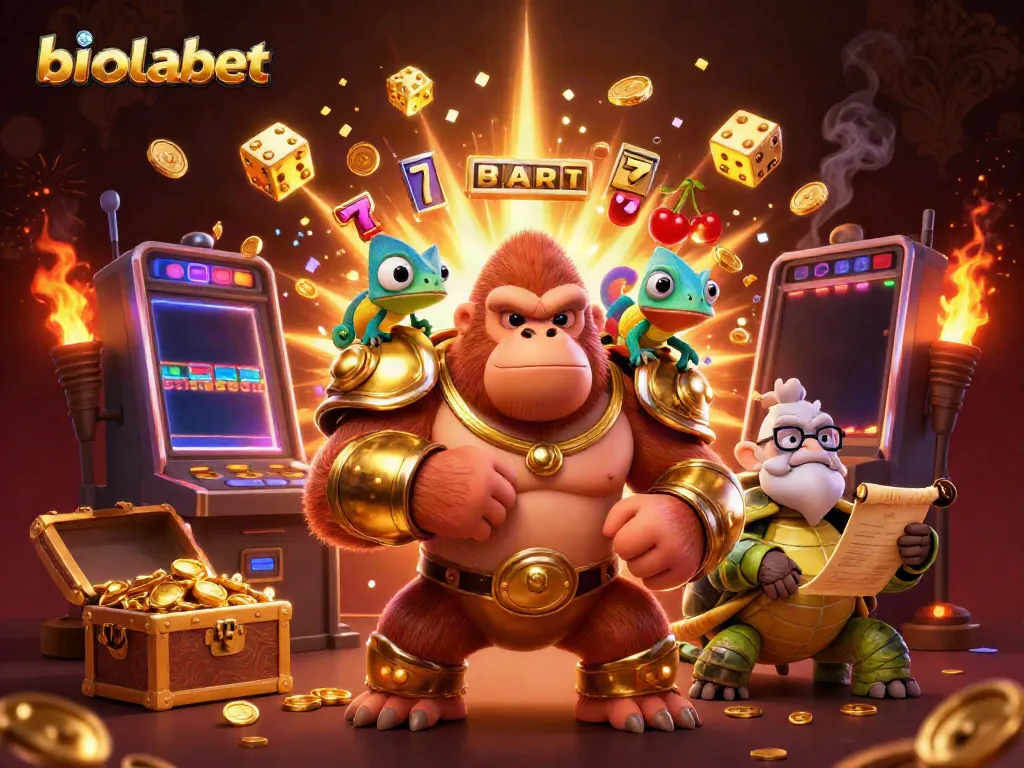 Experience the thrill of biolabet with an explosive jackpot scene showcasing characters in a vibrant casino atmosphere.