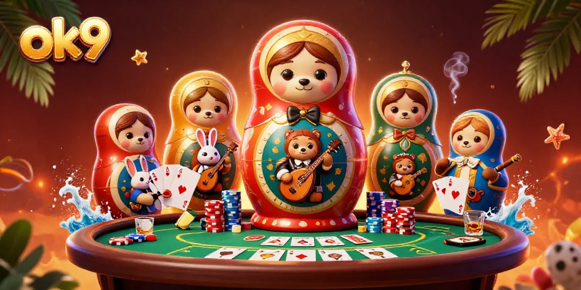 Experience thrilling casino action with the ok9 bear family and playful elements.