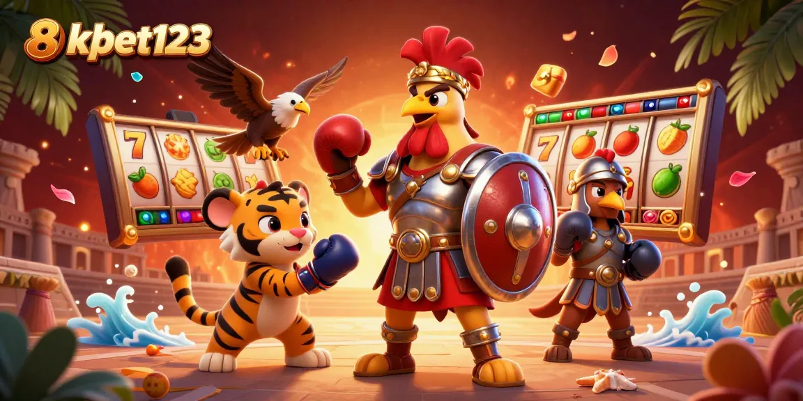Experience thrilling jackpots at 8xbet123 with our vibrant casino scene featuring dynamic 3D characters.
