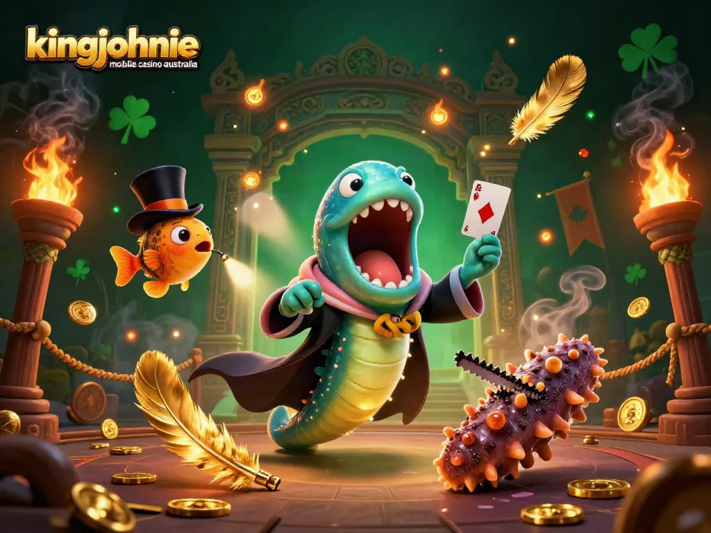 Experience the allure of kingjohnnie mobile casino australia with a vibrant 3D magic scene filled with unique sea creatures.