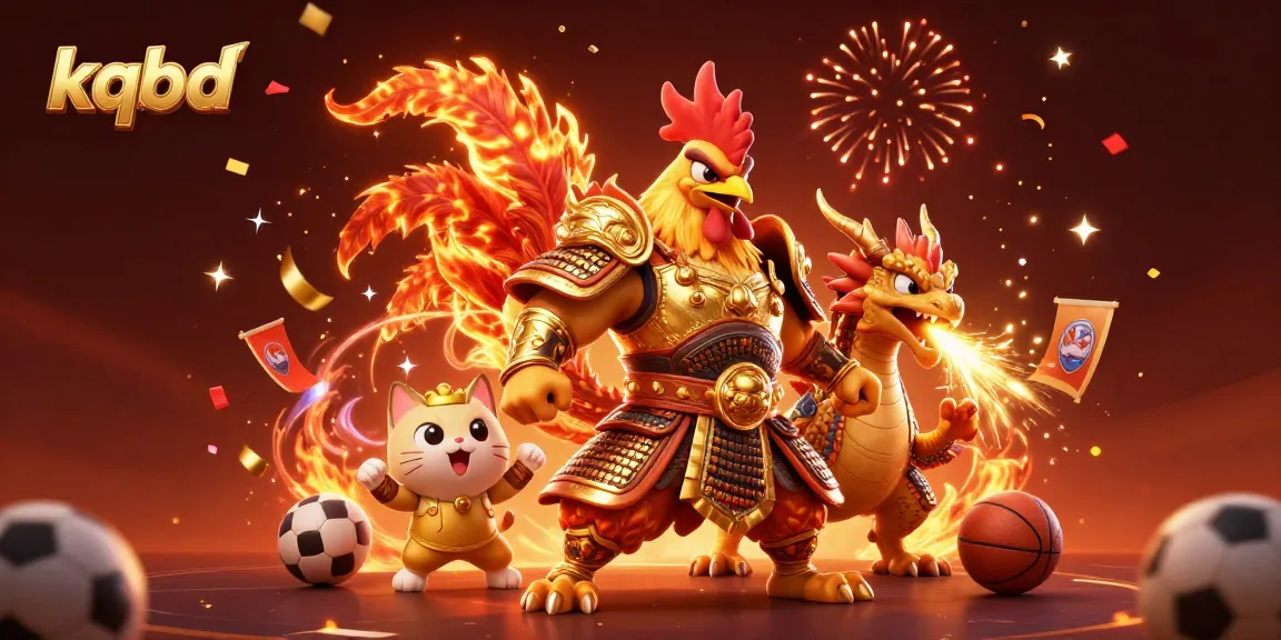 Engage with kqbd sports betting dynamics featuring a samurai rooster and dragon amidst vibrant celebrations.