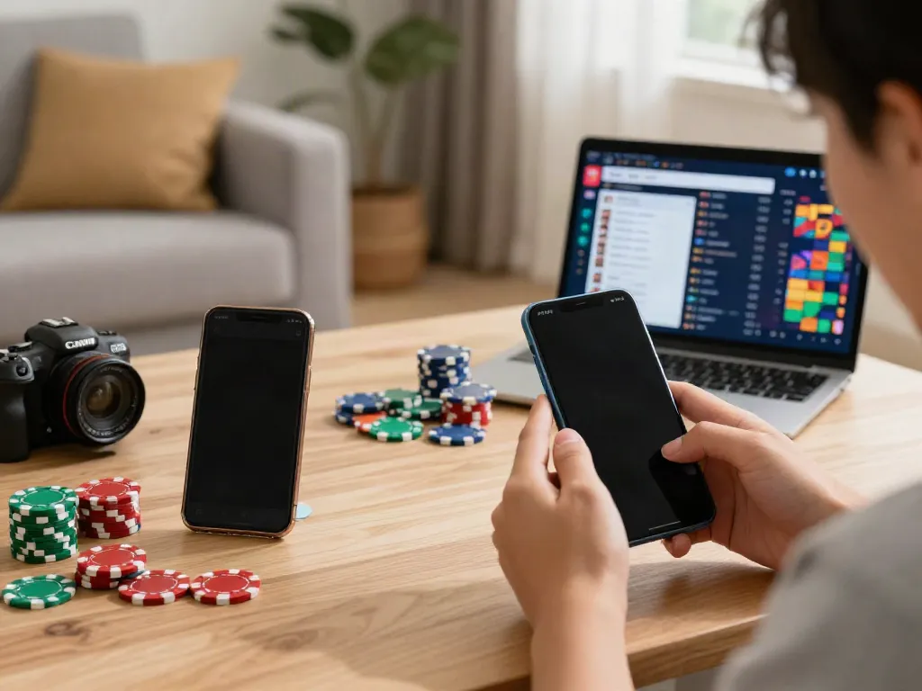 Engaging with the MAN88 app on a smartphone, showcasing online gaming excitement.