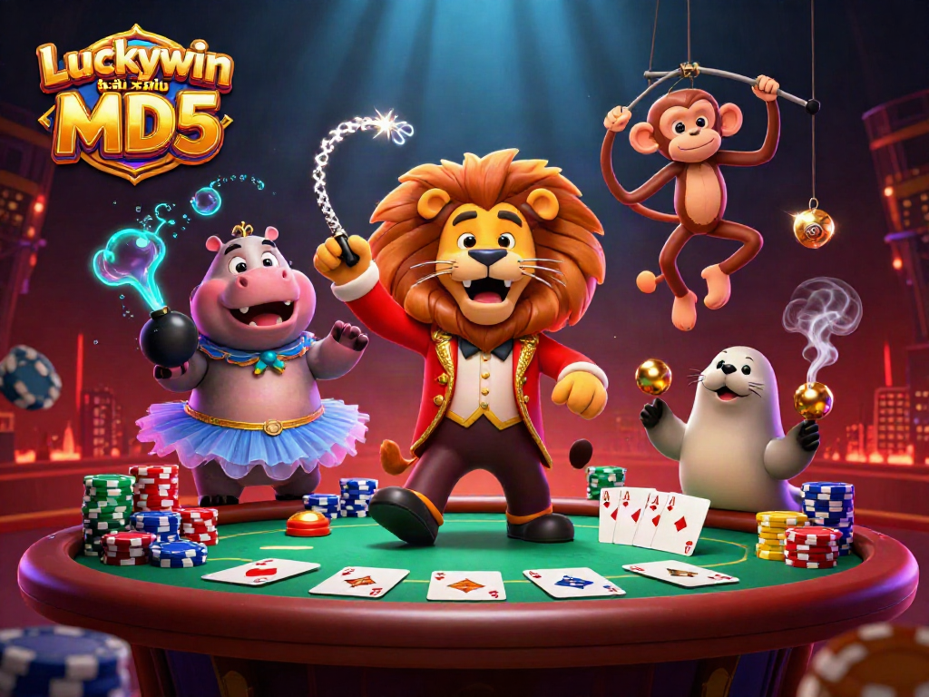 Engage in thrilling gameplay at Luckywin tài xỉu MD5 with vibrant characters and dynamic poker themes.