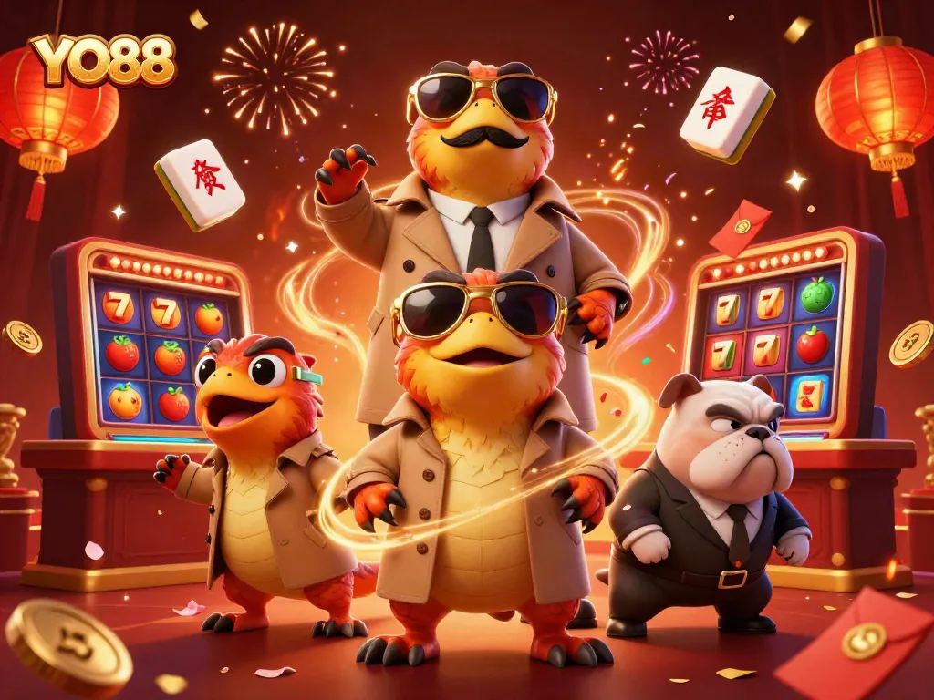 Experience the fun at YO88 with raptors and casino games in a colorful VR scene.