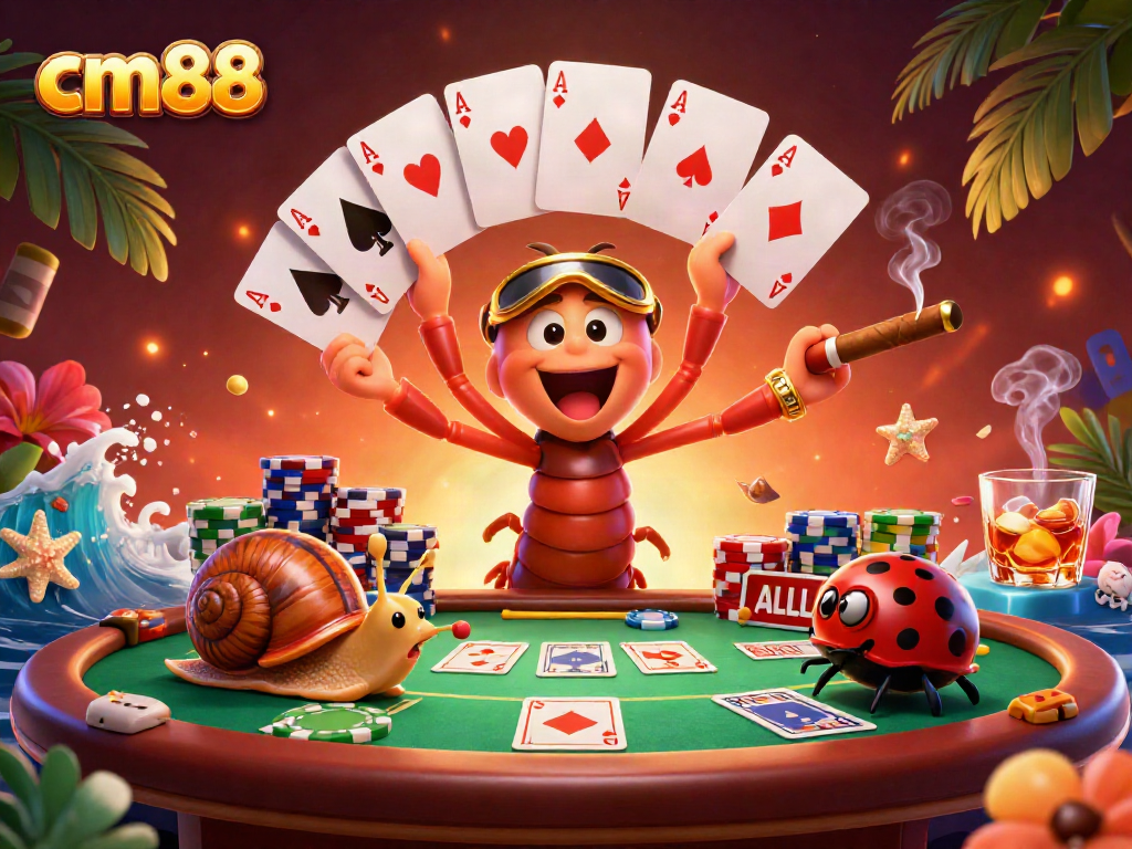 Experience thrilling poker action with cm88's vibrant 3D casino scene full of excitement.