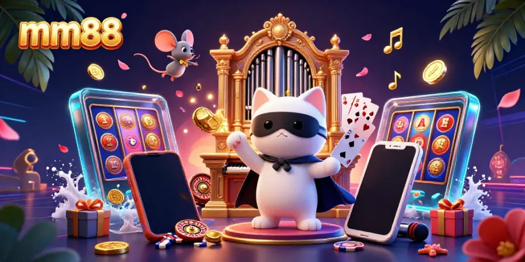 Spin the reels with mm88's exciting slot games in a vibrant casino atmosphere.