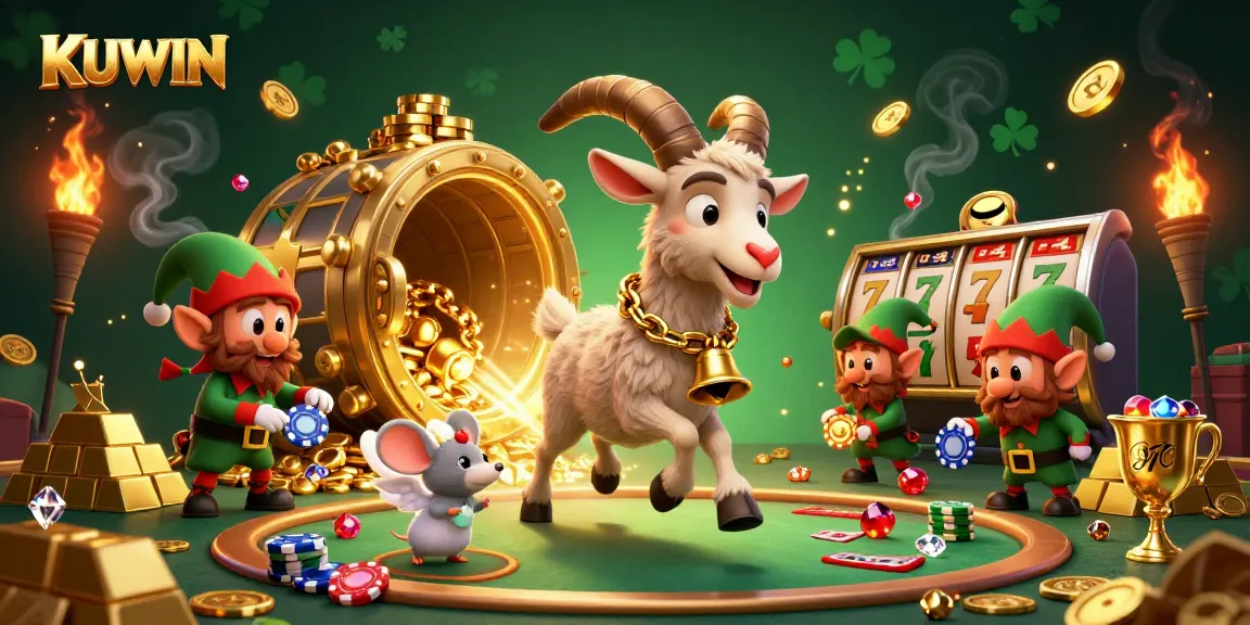 Experience thrilling gameplay at KUWIN with a spooky festive casino scene featuring Krampus and mischievous gremlins.