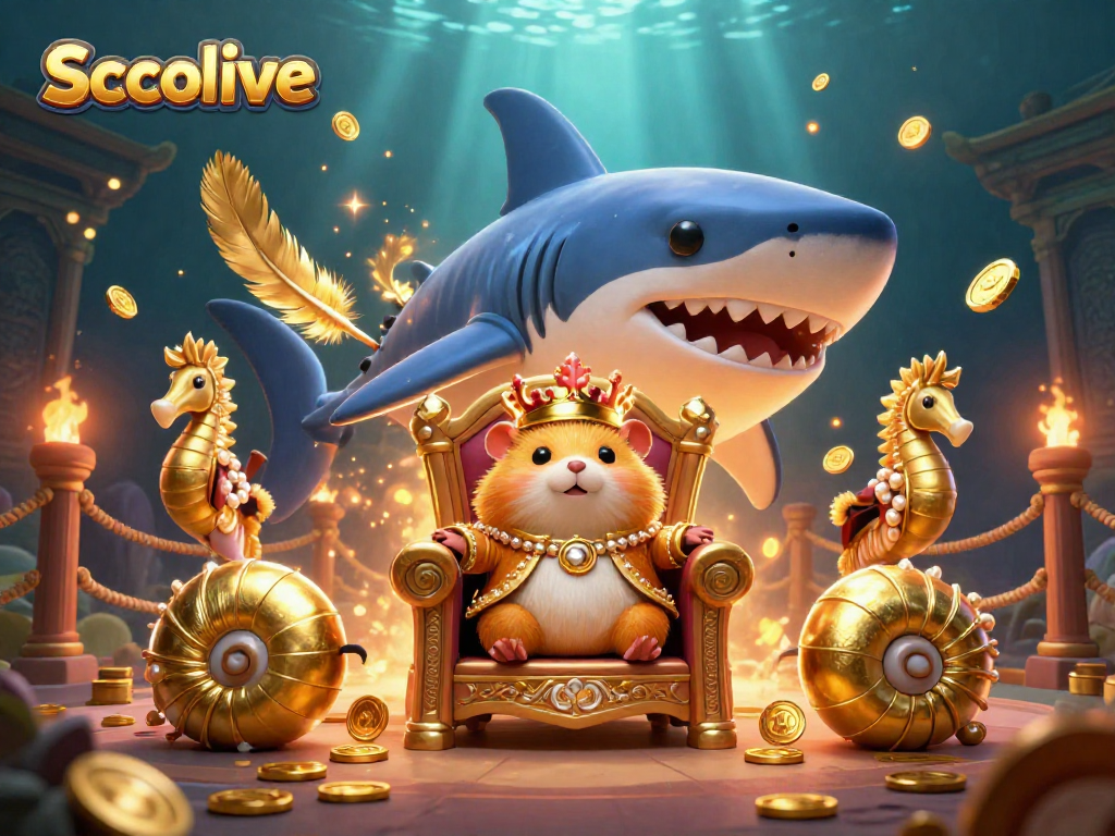Socolive showcases a dynamic 3D scene featuring a golden hamster king and gambling elements, symbolizing fun.
