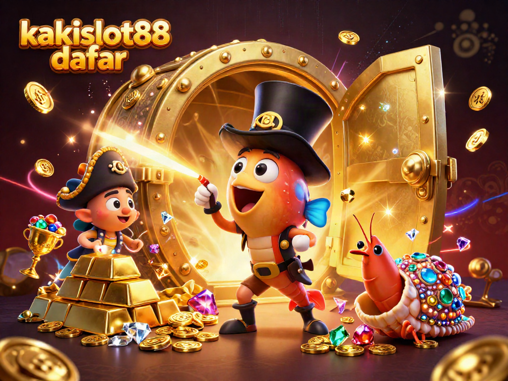 Permainan slot menarik di kakislot88 daftar dengan ikan pemancing bercahaya menarik koin emas.