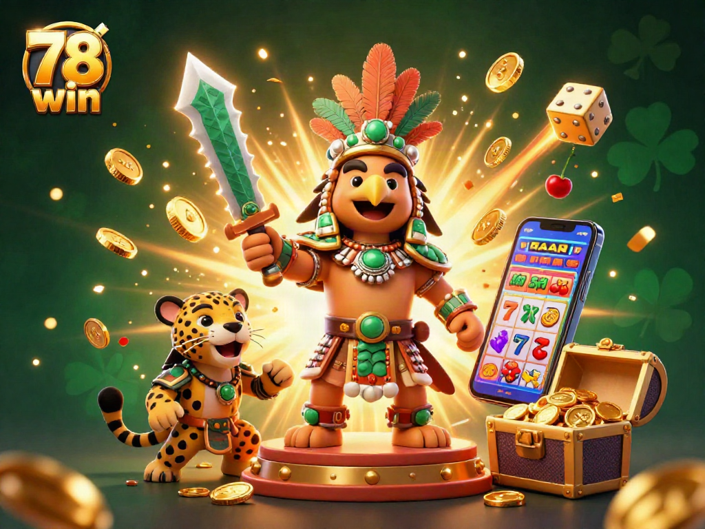 Experience the excitement of 78 win with an Aztec warrior and golden slot machine jackpot!