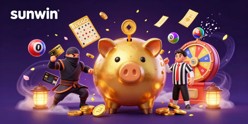 Experience the thrill of sunwin with dynamic gaming elements like golden tickets and lottery balls.