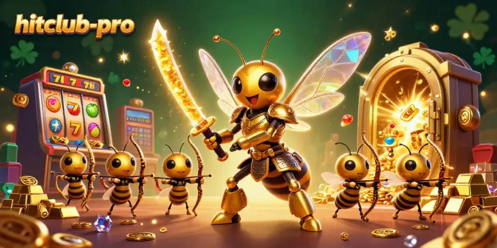 Join the excitement of hitclub-pro as a golden hornet samurai triumphs amidst sparkling casino treasures.