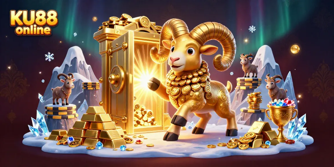 Experience exciting gameplay at KU88 online with this vibrant 3D casino illustration filled with treasure.