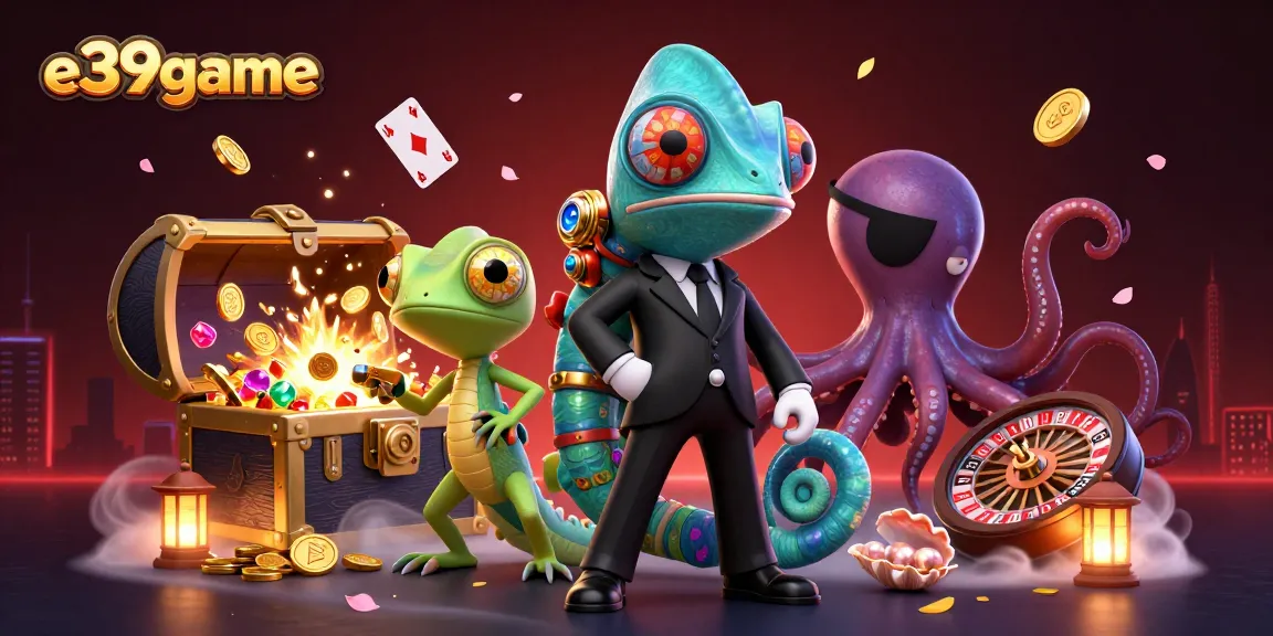 Experience thrilling gaming action with colorful characters and elements in the e39game illustration.