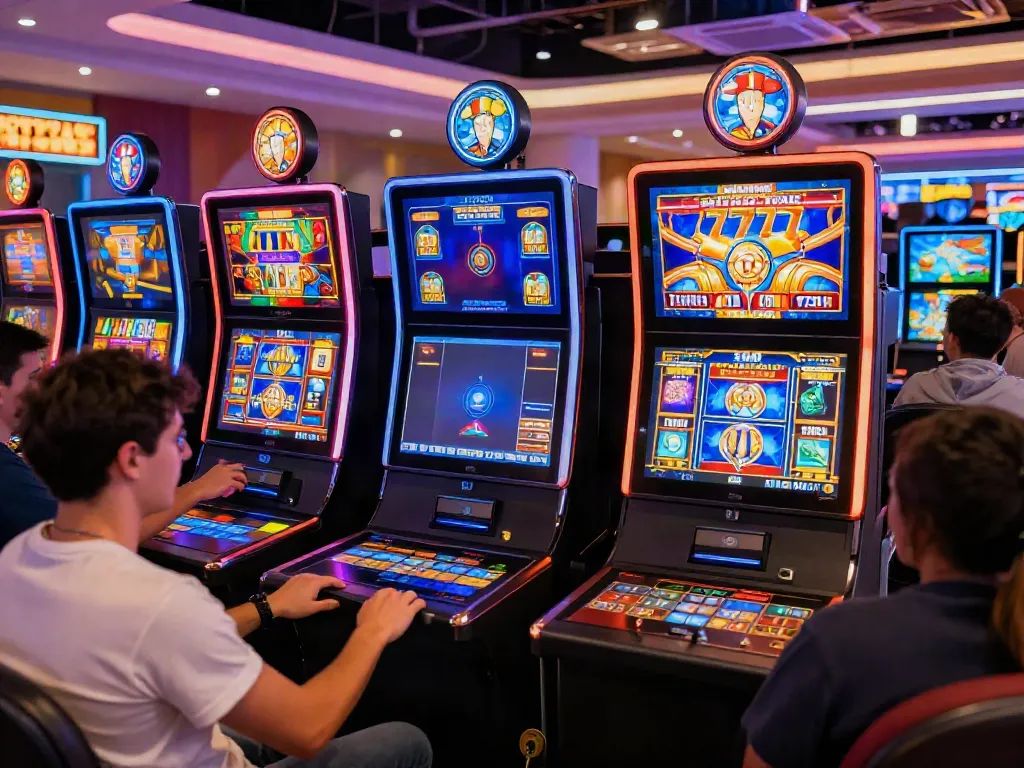 Players enjoying thrilling slot777 games in a lively casino atmosphere.